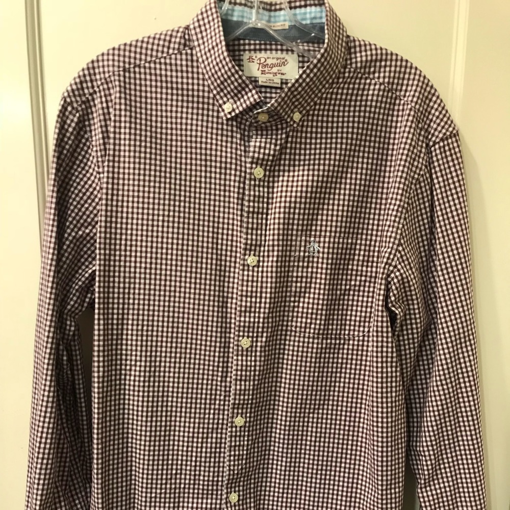 Penguin | Men | L | Checkered Shirt | Red & White
